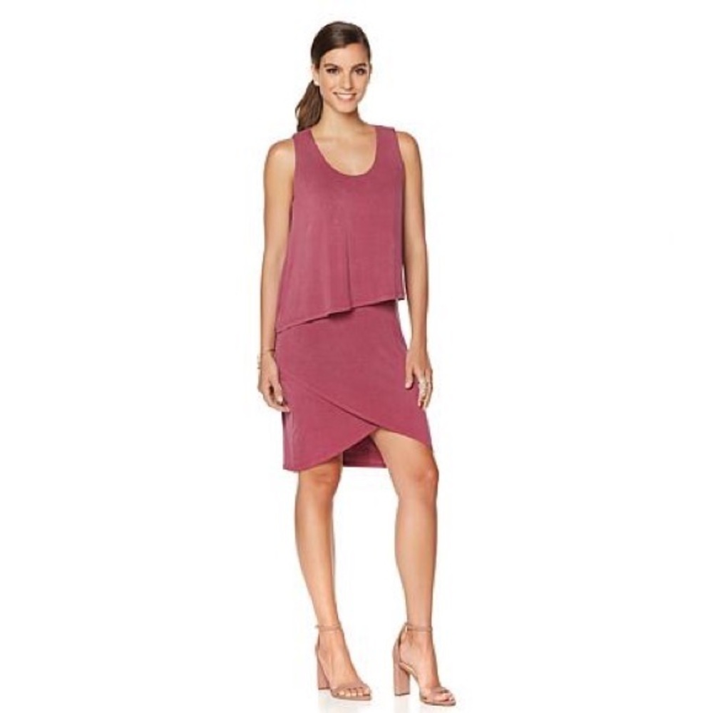 Serena Williams MAUVE Sleeveless Asymmetrical Tuerred Dress S Small